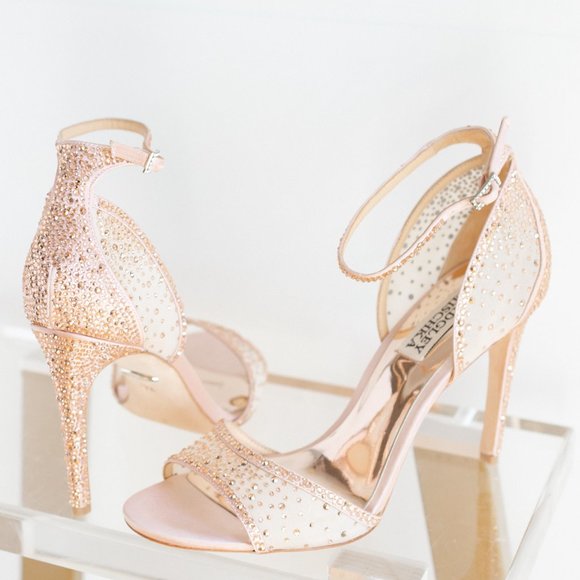 Badgley Mischka Rare Shiraz Blush Satin 7.5 Dress Sandal Stiletto Heels - Picture 12 of 16